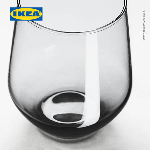 IKEA IVRIG Gelas Kaca untuk Minum 45cl Abu-Abu Isi 4Pcs