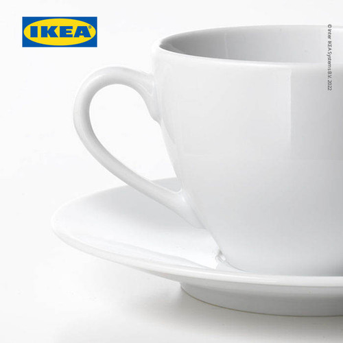 IKEA VARDERA Cangkir Kopi dan Tatakan Putih 20cl