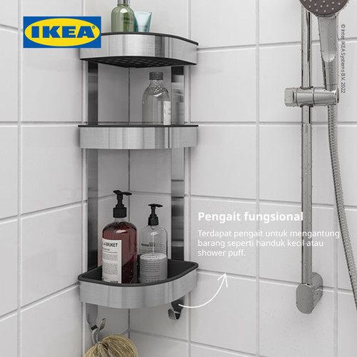 IKEA BROGRUND Rak Dinding Sudut untuk Kamar Mandi 19x58 cm