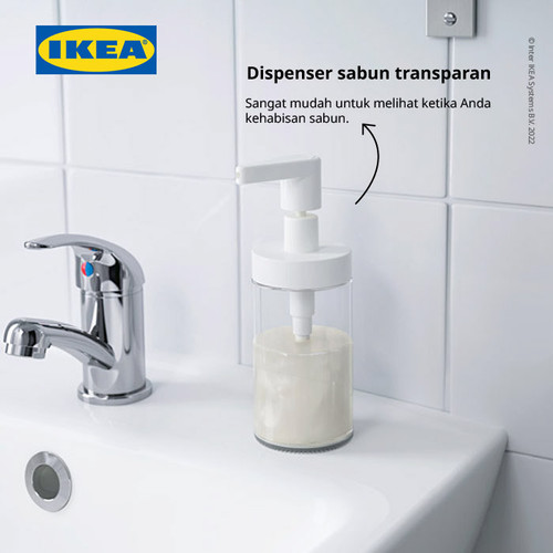 IKEA TACKAN Tempat Sabun Putih Bahan Kaca