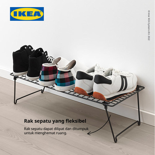 IKEA GREJIG Rak Sepatu Hitam Dapat Dilipat 58x27 cm