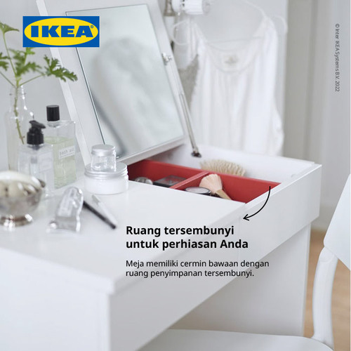 IKEA BRIMNES Meja Rias Putih dengan Cermin 70x42 cm