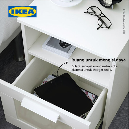 IKEA BRIMNES Meja Samping Tempat Tidur dengan Laci 39x41 cm