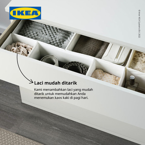 IKEA MALM Lemari Laci 3 Susun Putih Minimalis 80x78 cm