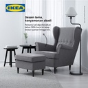 IKEA STRANDMON Kursi Sofa Berlengan Abu-Abu Tua Desain Klasik