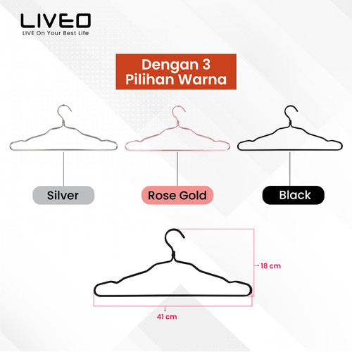 LIVEO Gantungan Baju Hanger Alumunium Anti Karat