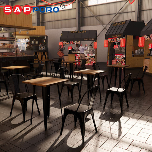 SAPPORO DISENA - Meja Makan Set | Meja Tolix Set | Dining Table Set