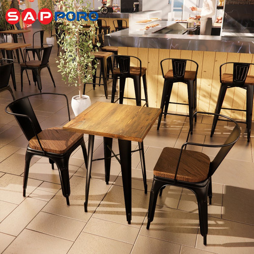 SAPPORO ARNED - Meja Makan Set | Meja Tolix Set | Dining Table Set