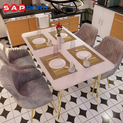 SAPPORO STELLA - Meja Makan Set Marmer | Dining Set Marmer