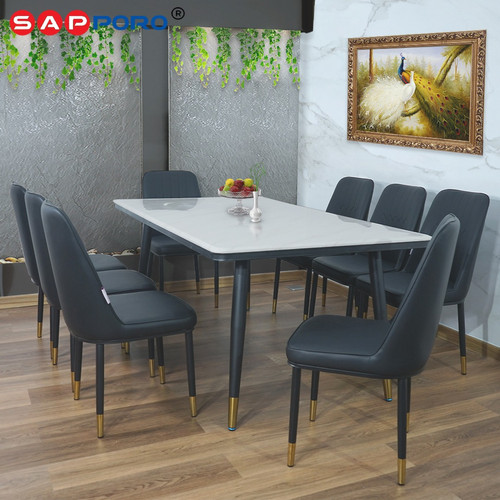 SAPPORO MAZARA - Meja Makan Set Marmer | Dining Set Marmer