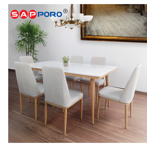 SAPPORO EMILIA - Meja Makan Set Marmer | Dining Set Marmer