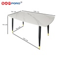 SAPPORO LAULIA - Meja Makan Set Motif Marmer | Dining Set Rock Beam