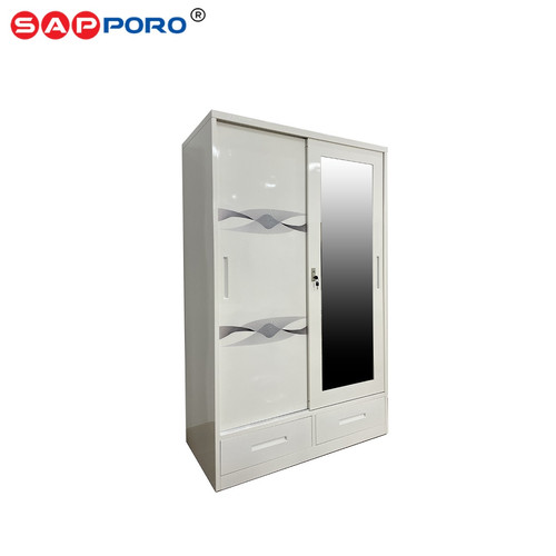 SAPPORO VIANOVA - Lemari Pakaian Besi Sliding Door Cermin