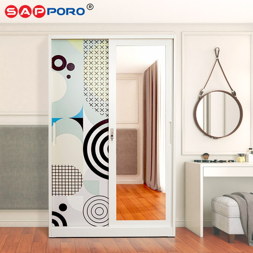 SAPPORO ROME - Lemari Pakaian Besi Sliding Door Cermin