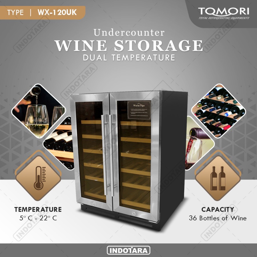 Tomori Undercounter Wine Cooler WX120UK Dual Temperature