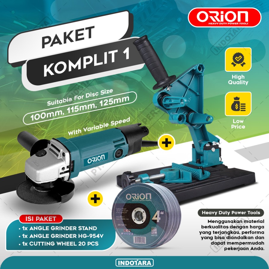 Paket Komplit 1 - Gerinda Tangan Orion HG954V (Variable Speed)