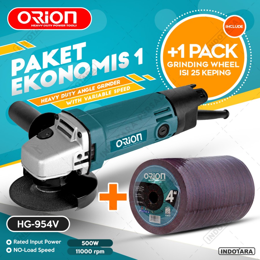 Paket Ekonomis 1 - Gerinda Tangan HG954V - 1 Pack Mata Gerinda Poles