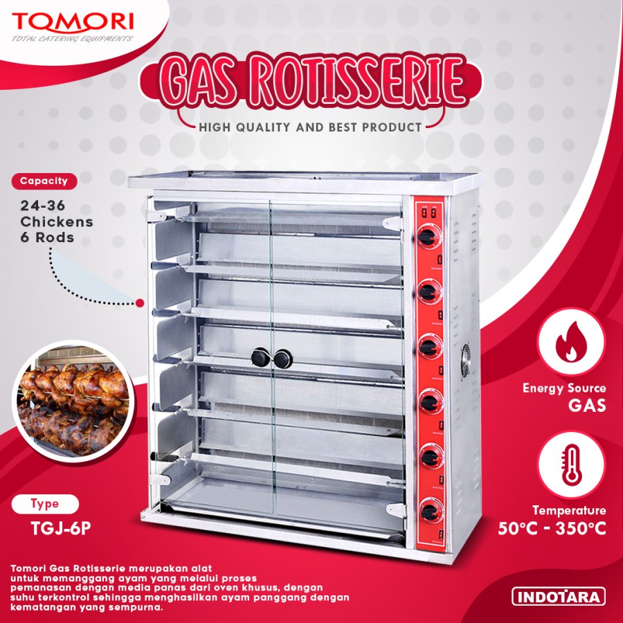 Gas Rotisserie 6 Rods / Mesin Pemanggang Tomori - TGJ6P