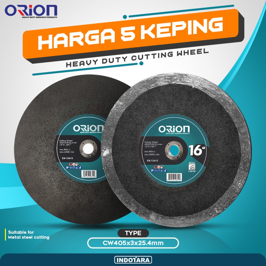 (5 Pcs) Mata Gerinda Potong 16" Cutting Wheel Orion - CW405x3x25.4mm