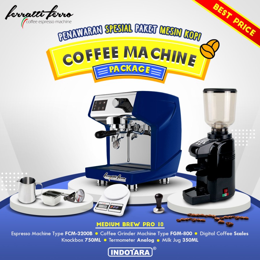 Paket mesin kopi Espresso Medium Brew Pro 10 - 11 - 12