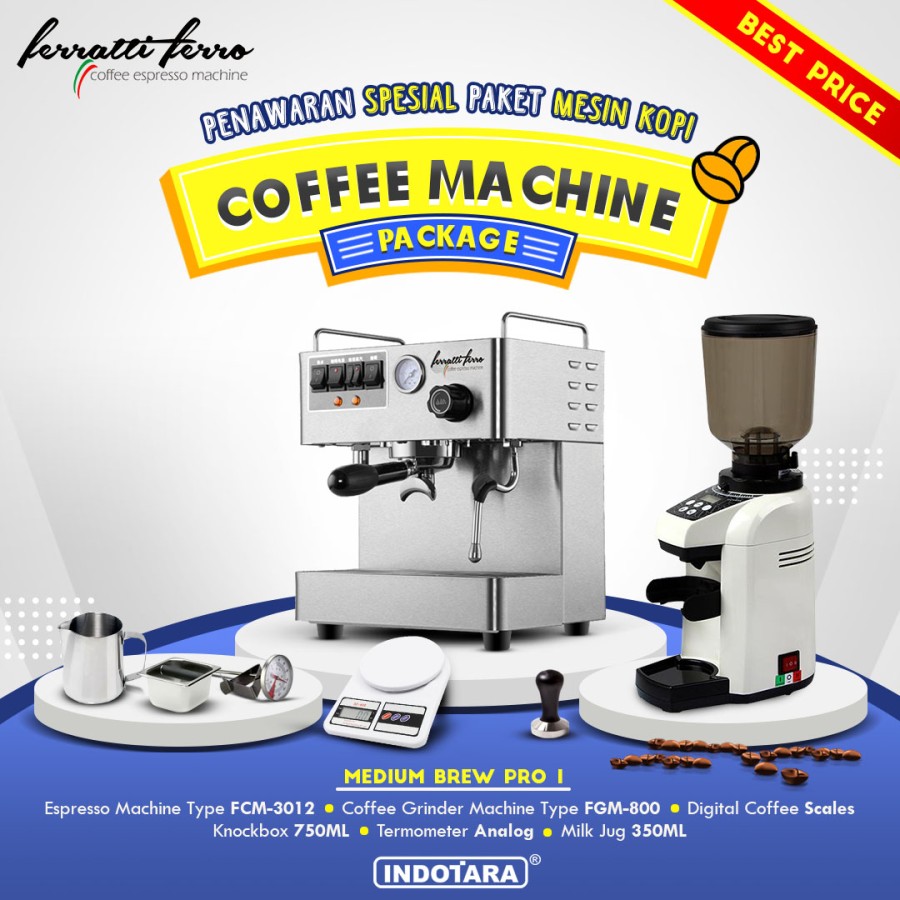 Paket mesin kopi Espresso Medium Brew Pro 1 - 2 - 3