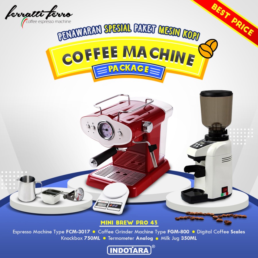 Paket mesin kopi Espresso Mini Brew Pro 43 - 44 - 45