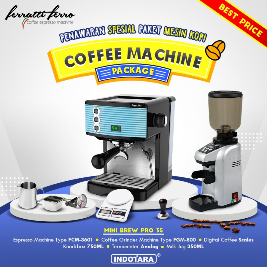 Paket mesin kopi Espresso Mini Brew Pro 34 - 35 - 36