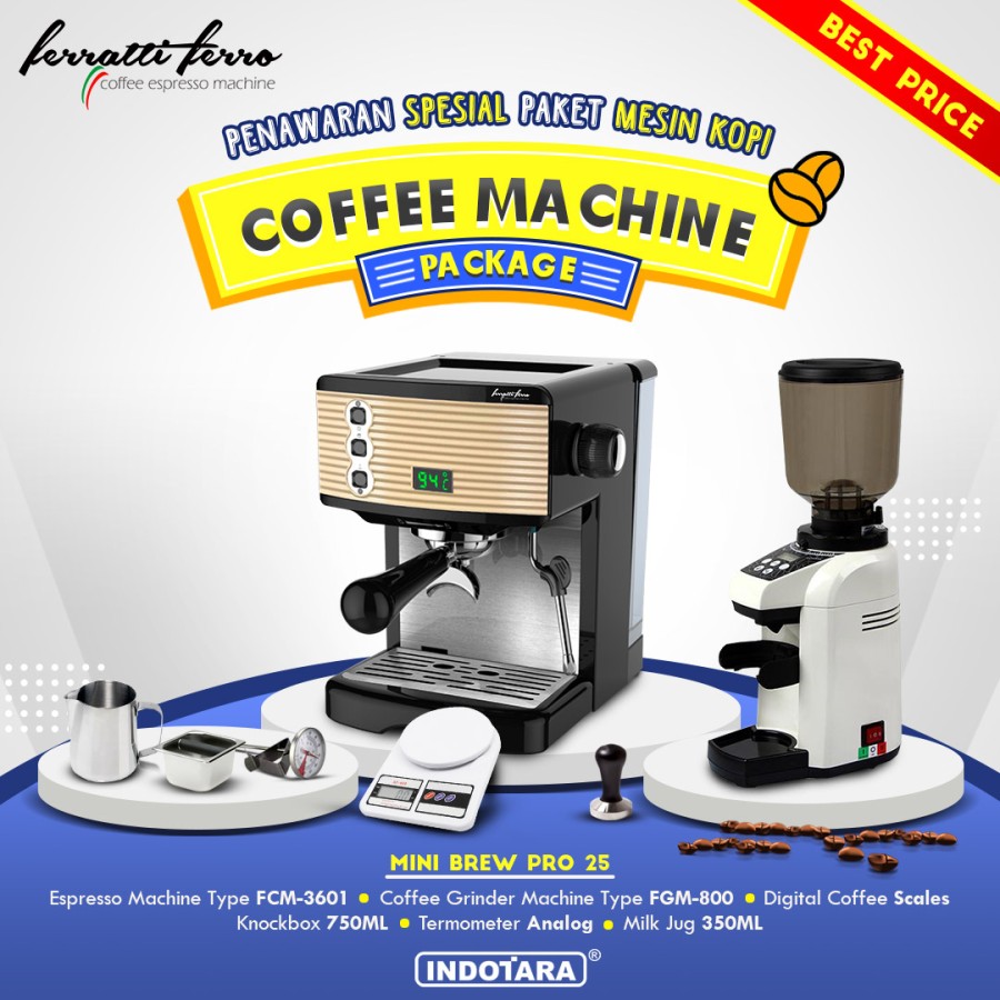 Paket mesin kopi Espresso Mini Brew Pro 25 - 26 - 27