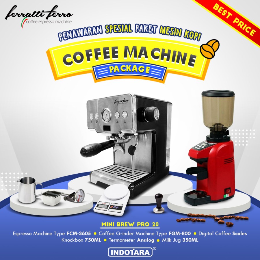 Paket mesin kopi Espresso Mini Brew Pro 19 - 20 - 21