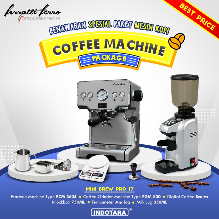 Paket mesin kopi Espresso Mini Brew Pro 16 - 17 - 18