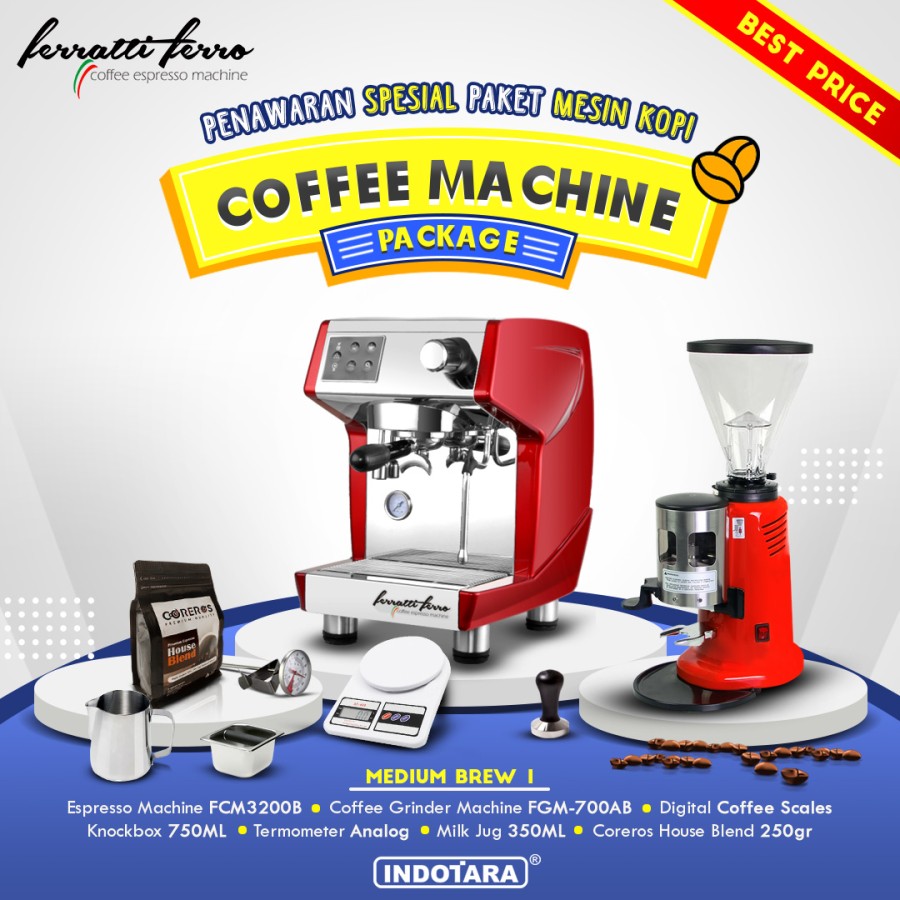 Paket Mesin Kopi Espresso / Mesin Kopi Ferratti Ferro - Medium Brew 1