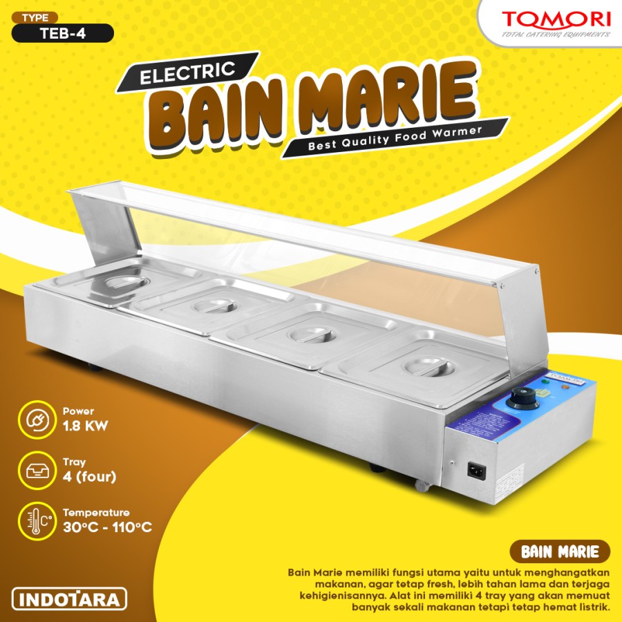 Penghangat Makanan Food Warmer Bain Marie 4 Tray Tomori - TEB-4