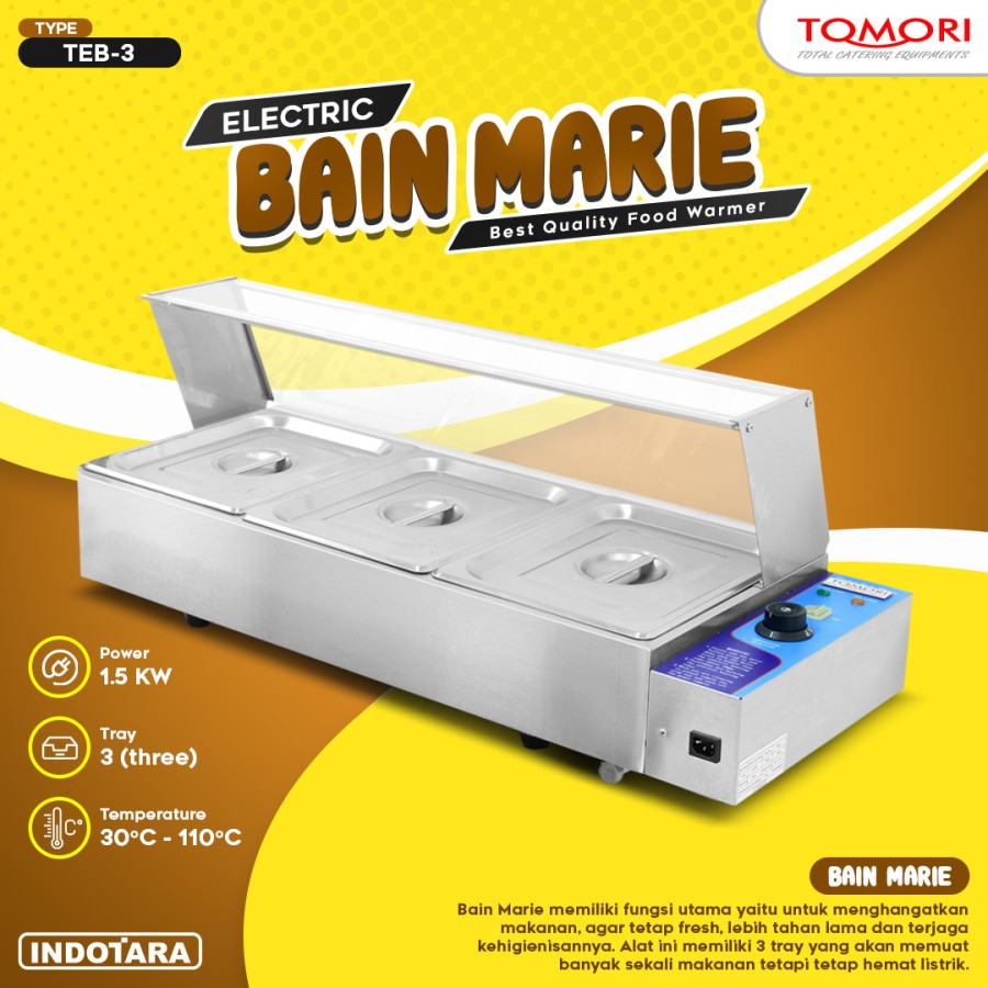 Penghangat Makanan Food Warmer Bain Marie 3 Tray Tomori - TEB-3