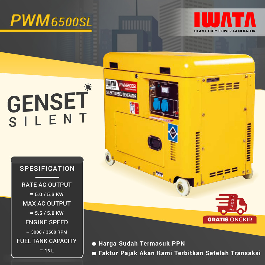 Genset Diesel IWATA 5Kva Silent - PWM6500-SL