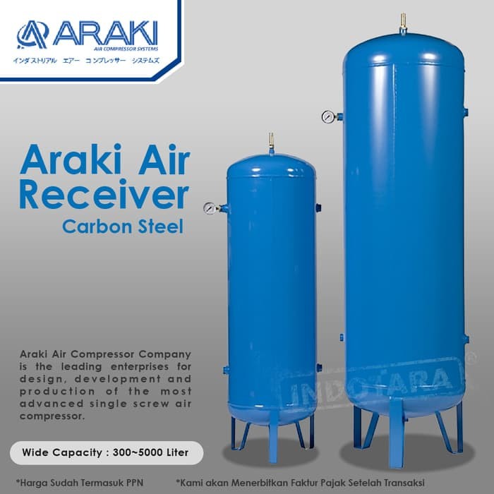 Tangki Udara Araki 2000 Liter Air Receiver Tangki Angin 13 Bar