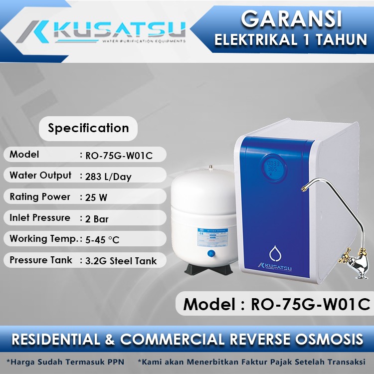 Reverse Osmosis RO-75G-W01C 283L 2Bar Kusatsu