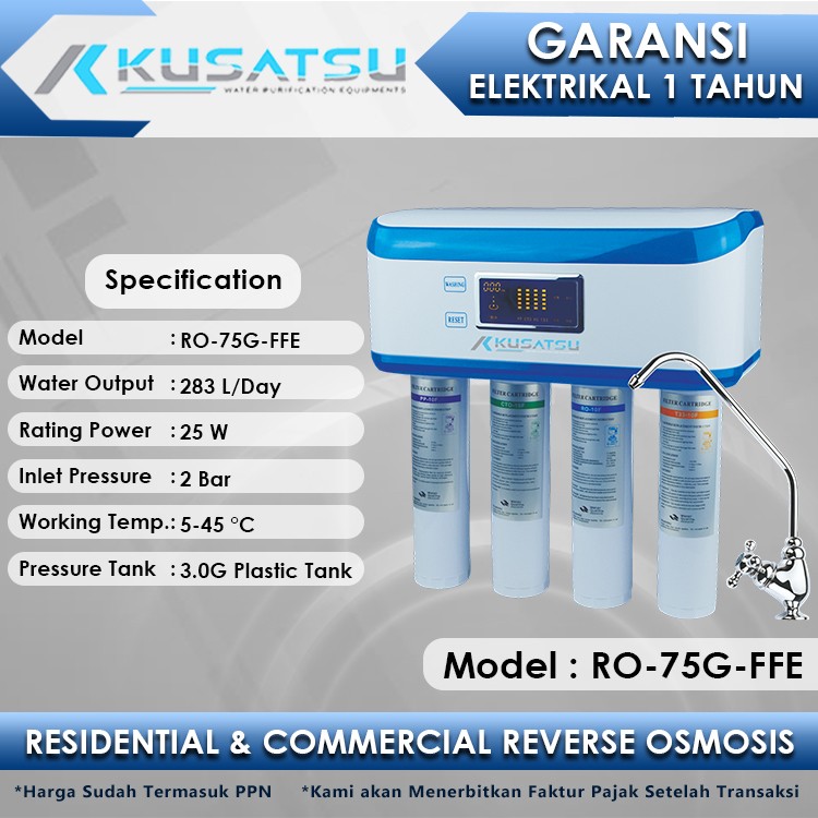 Kusatsu Reverse Osmosis RO-75G-FFE 283L 2Bar