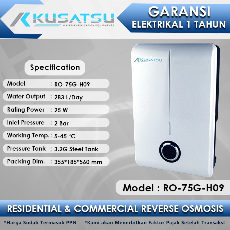 Kusatsu Reverse Osmosis RO-75G-H09 25W 2Bar