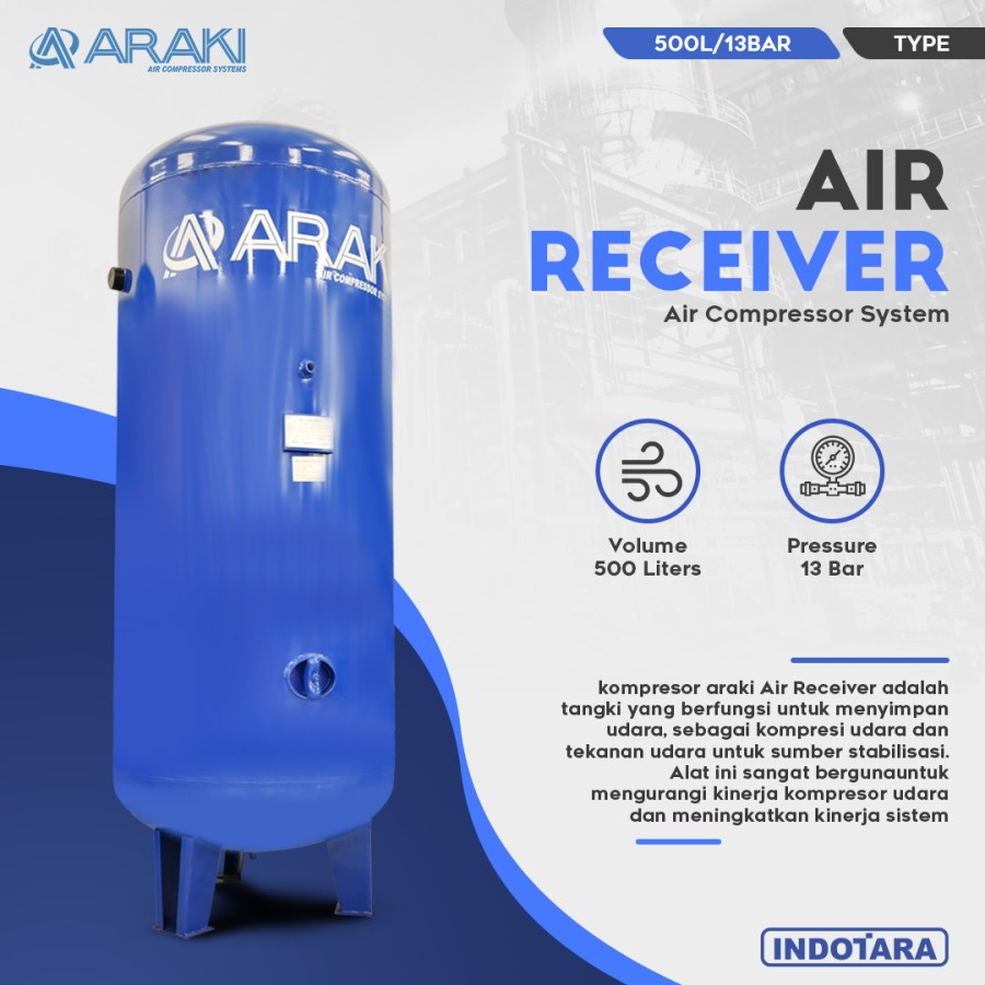 Tangki Udara / Air Receiver Tank 500L/13BAR - Araki ART-500/13