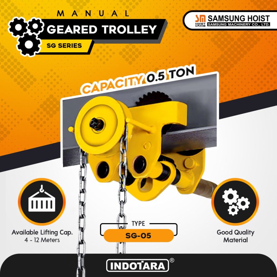 Manual Geared Trolley Troli Katrol Manual 500 kg Samsung SG-05