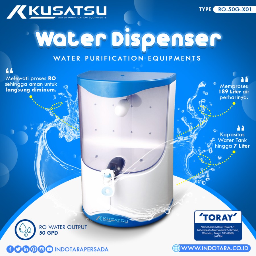 Reverse Osmosis RO-50G-X01 Dispenser 189L 2Bar Kusatsu