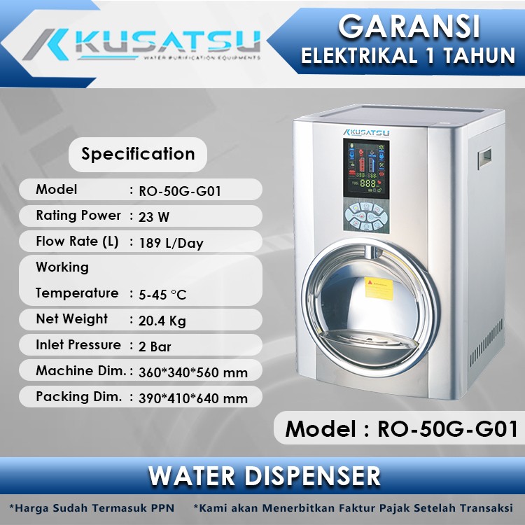 Kusatsu Luxury Water Dispenser RO-50G-G01 189L 2Bar