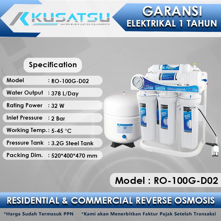 Reverse Osmosis RO-100G-D02 378L 32W Kusatsu