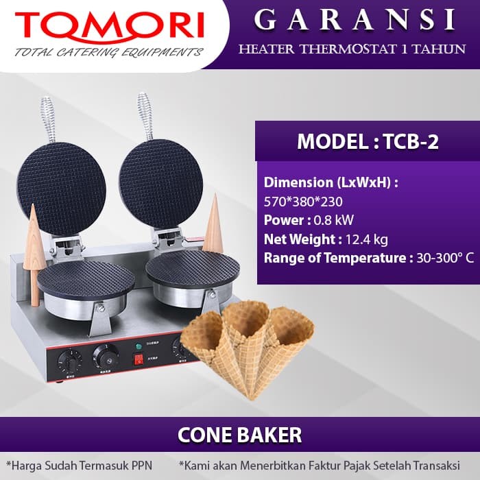 TOMORI Plate Cone Baker TCB-2 / Alat pembuat Cone Es Krim