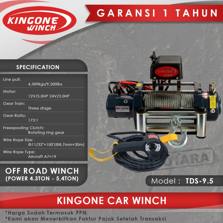 Kingone Car Off Road Winch TDS 9.5