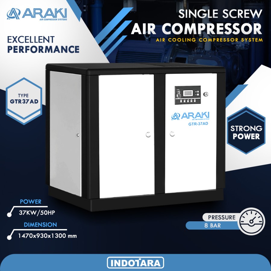 Kompresor Angin Araki GTR 37AD 50HP 8BAR Air Cooling Compressor