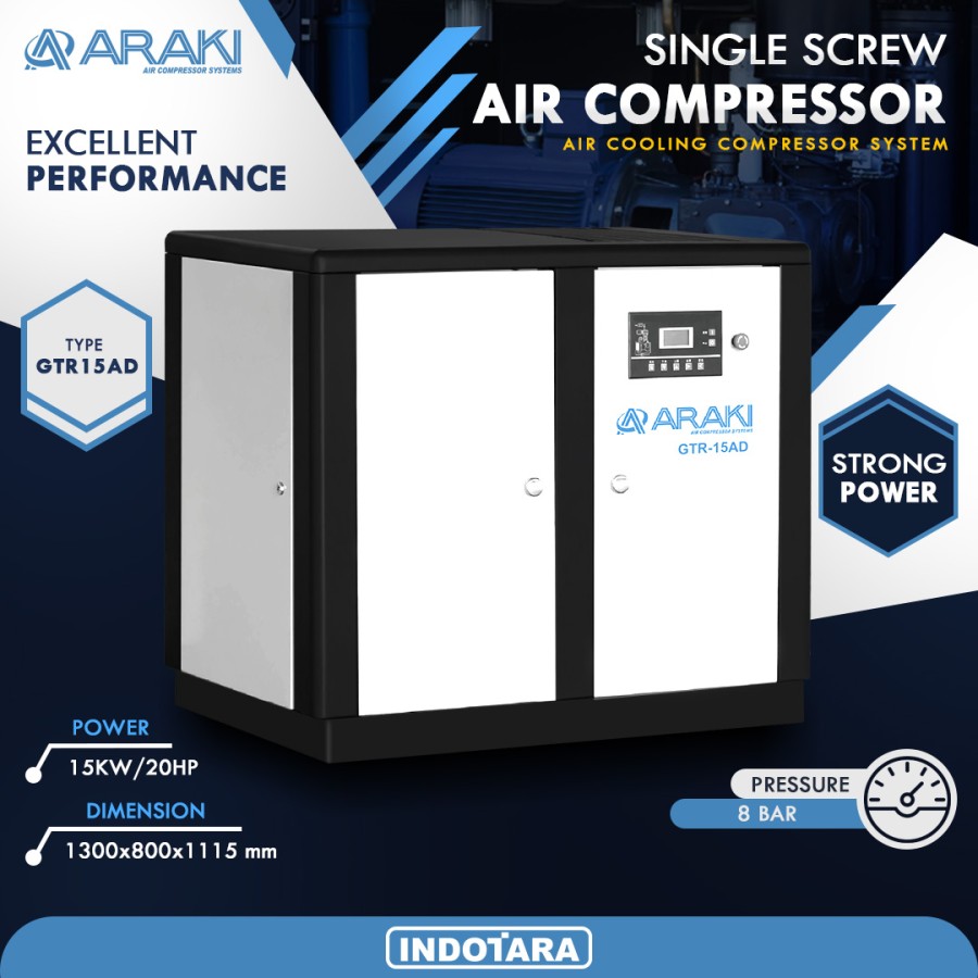 Kompresor Angin Araki GTR15AD 20HP 8BAR Air Cooling Compressor