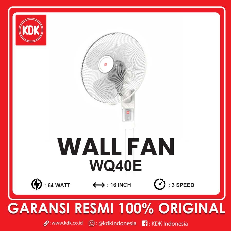 KDK WQ40E Wall Fan 16 inch 3 Speed 2 Tali/Garansi Resmi/Kipas Angin