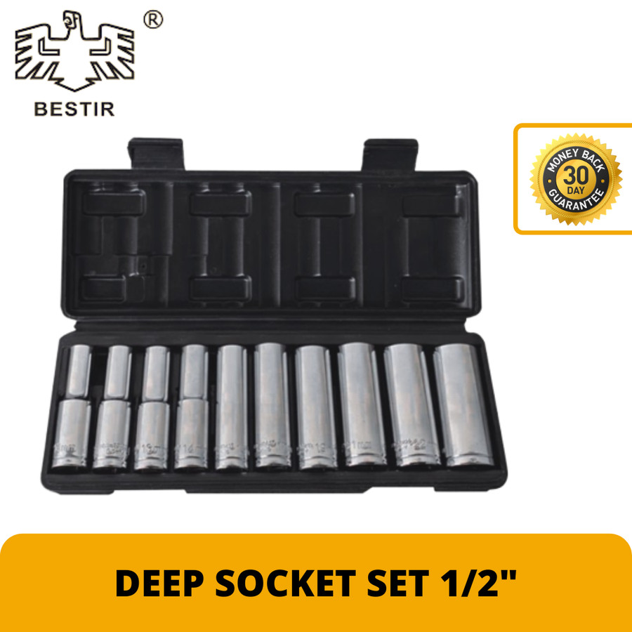 10Pcs Deep Socket Set 1/2" / Kunci Shock Sok Set BESTIR