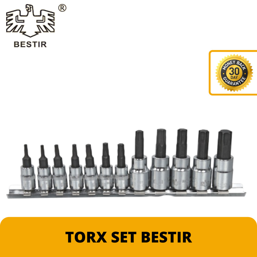 12PCS TORX Bit Socket Set 1/4" & 3/8" / Kunci Sok Shock Bintang BESTIR